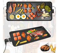1500W Electric Grill BBQ Griddle，Quick 240°C Heating & Auto Shut-Off,5 Temp Control,Premium Ceramic Coating & One-Minute Clean - Large Teppanyaki Hot Plate for Family BBQs, Flats and Balconies