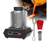 1500W Electric Melting Furnace - Metal Casting Kit for Gold, Silver & Scrap - Includes Graphite Crucible, Heat Insulating Gloves, and Crucible Tongs - LED Display