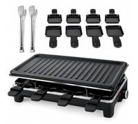 1500W Electric Raclette Grill with 8 Mini Pans & Temp Control