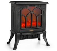 VonHaus Electric Stove Heater 1500W - Electric Fireplace - Indoor Log/Wood Burner Effect, Freestanding Fire, Portable, LED Flame, 2 Heat Settings, Adjustable Thermostat, Black - H45 x W41 x D24cm