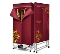 1500W Foldable Electric Clothes Dryer,2 Layer Electric Heated Clothes Airer Dryer Rack,220V Small Household Dryer with Dustproof Cloth Curtain and Remote Control,Energy-Efficient (Color : Red)