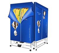 1500W Foldable Electric Clothes Dryer,2 Layer Electric Heated Clothes Airer Dryer Rack,220V Small Household Dryer with Dustproof Cloth Curtain and Remote Control,Energy-Efficient (Color : Blue)
