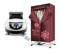 1500W Foldable Electric Clothes Dryer, Portable 2 Layer Electric Heated Clothes Airer Dryer Rack, Household Dryer with Dustproof Cloth Curtain, 220V Energy-Efficient(Anion)