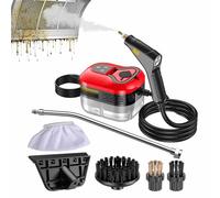 1500W Handheld Steam Cleaner, 6-speed Steam Output, 15-second Fast Heat, Steamer Cleaner with 1.2L Water Tank And 4 Brush Heads for Cleaning Ceramic Tiles Cars,Red
