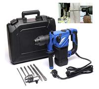 1500W Heavy Duty Rotary Hammer Drill, Hand Electric Cored Percussion Drill with Drill Bits Set, 3 Function, Variable-Speed Trigger, 360° Rotating Handle for Brick, Wood, Steel, Concrete, Masonry