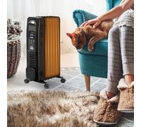 1500W Oil Filled Radiator, 7 Fin Portable Heater w/ Timer Remote Control HOMCOM Black One Size