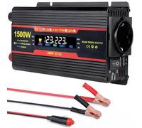 1500W Onduleur 12V 220V Transformateur Allume Cigare Convertisseur Pur Sinus, 1 Prise Secteur Et 2 Ports USB pour Voitures, VéHicules, Caravanes, Camions (1500W)
