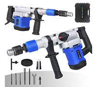 1500W Rotary Hammer Drill 6 Adjustable Speed, Electric Hammer Drill Concrete Tile Breaker Demolition, SDS Impact Driver w/360° Rotating Handle for Drilling Steel Masonry Concrete Wood, Carrying Case