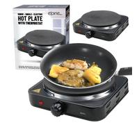 1500W Single Electric Hot Plate Thermostat Portable Kitchen Hob Cooker Table Top Black