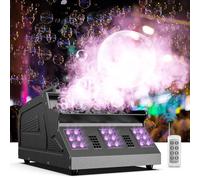 1500W Smoke Bubble Machine, 18 RGB LED d-mx512 Bubble Fog Machine with Remote Control for Wedding Stage Halloween Christmas Party DJ Disco Bar