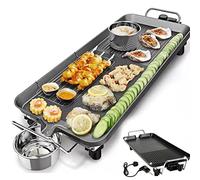 1500W Smokeless Electric BBQ Grill, Versatile Griddle, Hot Plate, Teppanyaki Grill, Non-Stick, Detachable Temperature Control, Drip Tray, Party Table Top Cooking for Indoor Outdoor(67 x 29.5 x 8.5cm)
