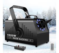 1500W Snow Machine Snowflake Maker - Artificial Fake Snow Machine with 8LED RGB Lights by Wired & Wireless Remote Snow Volume for Outdoor Christmas Party Wedding Fiestas Holiday Stage Effects