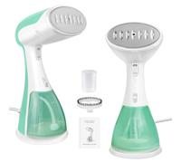 1500W Steamer Clothing Handheld with Stainless Steel Panel,300ml Water Tank,Portable Clothes Steamer, up to 27g/min, Ready to Use in 30s, Garment Fabric Shirt Wrinkles Remover, for Home, Travel, Green