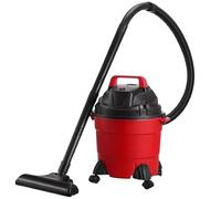 1500W Wet & Dry Vacuum Cleaner | Powerful 15L Cylinder for Home, Garage & Workshop | Compact Bagged Design with Reusable Filter, Floor Brush & Hose - Red/Black, Corded