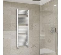 (1500x600mm) Warmehaus Curved Heated Towel Rail Central Heating for Bathroom Kitchen Radiator Ladder White