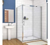 1500x760mm Xinyang Sliding Shower Enclosure 5mm Safety Glass Reversible Bathroom Cubicle Screen Door with Side Panel Shower Tray Free Waste