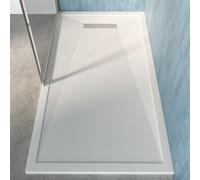 1500x800mm Rectangular 25mm Slimline White Stone Resin Shower Tray Cascade