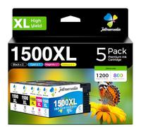 1500XL Ink Cartridges Compatible with Canon 1500 XL PGI-1500XL, 5 Pack | Compatible with Canon Maxify MB2150 MB2155 MB2750 MB2755 MB2350 MB2050 MB2000 MB2300 Printer, 2 Black Cyan Magenta Yellow