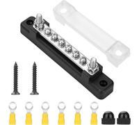 150A Common 12V BusBar Power Terminal Block, 12V-48V Single Row Covered Distribution Block with 6 x M4 Screws Terminals 2 x M6 Studs, Battery Terminal Block for Car/RV/Ship/Yacht