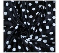 150cm*1m Black Silky Satin Fabric,Dot Pattern Polyester Satin Fabric for Quilting Sewing Dress Making