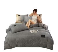 (150cm*200cm, Lemon Yellow) 3/4 Pcs Ab Sided Thicken Velvet Winter Bedding Set Full Queen King Size Duvet Cover Household
