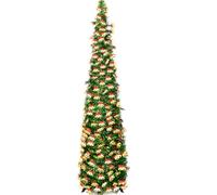 150cm/5ft Collapsible Artificial Xmas Tree, Ynzeyx Pop Up Tinsel Christmas Tree, Glitter Tinsel Pencil Christmas Tree for Indoor Home Apartment Porch Holiday Party Decor