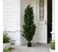 150cm Artificial Cypress Tree, Lifelike Faux Plant in Black Pot