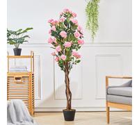 150cm Artificial Rose Bush Tree Potted Plant Pink Faux Flower Home Decor Garden
