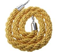 150cm Braided Tail Barrier Rope with Hook for Post Dividers Hotel Crowd Control 1.5M(Yellow)
