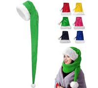150cm Christmas Hats Santa Hat for Adults,Long Deluxe Velvet Xmas Santa Claus Hat,Unisex Velvet Comfort Christmas Party Hat Thicken Classic Fur for New Year Festive Christmas Party Supplies(Green)