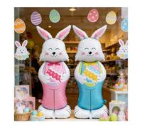 150cm Large Easter Bunny Foil Balloons - Cartoon Standing Rabbit Inflatable Bunny Balloon With Base for Easter Birthday Spring Party Decorations & Family Yard Lawn Garden Holiday Party Decor (2pcs)