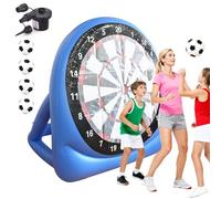 150cm Large Soccer Target Dartboards, Inflatable Hook and Loop Dart Board, Portable Outdoor Kicking/Dart-Throwing Game, with 4 Footballs & Electric Pump, for Family, Yard, Beach, Lawn, Party Fun Games