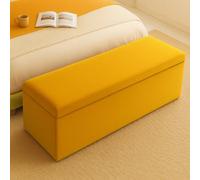 150Cm Plush Velvet Upholstered Mustard Gold Ottoman Storage Box With Plain Lid - End Of Bed Bench / Deep Storage Chest