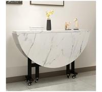 150cm Round Drop Leaf Kitchen Table with 6 Wheels Portable Dining Table with Rotating Tray Space-Saving Design for Small Apartments Easy Mobility for Dining Room or Kitchen