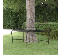 150cm Round Tree Bench Black Steel Outdoor Garden Circular Patio Seat