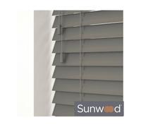 150Cm Smooth Grey Faux Wood Venetian With Strings 120Cm Drop