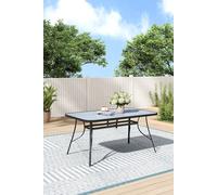 150cm W x 90cm D Garden Tempered Glass Dining Coffee Table H&O Direct Grey One Size