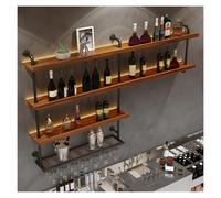 150cm Wall-Mounted Wine Bottle Holder with LED Glass Support Industrial Wooden Wine Display Rack for Home Bar Dining Room Floating Wine Storage Shelf