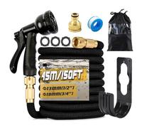 150FT/45M Expandable Garden Hose Flexible Magic Garden Hose Pipe with 3/4" 1/2" Fittings, 8 Function Spray Nozzle, 3-Layer Latex Tube (Black)