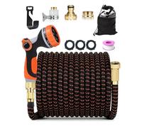 150FT Expandable Garden Hose, Flexible Magic Water Hose with 3/4" & 1/2" Fittings, 10-Pattern Thumb Control Spray Nozzle, 3750D Durable Outer Layer, Leakproof, Kink-Free & Lightweight, Orange