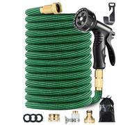 150FT Expandable Garden Hose, Flexible Magic Water Hose with 3/4" & 1/2" Fittings, 10-Pattern Thumb Control Spray Nozzle, 3750D Durable Outer Layer, Leakproof, Kink-Free & Lightweight, Green