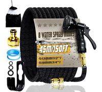 150FT Expandable Garden Hose Pipe 45M with 8 Pattern Spray Nozzle Flexible Expanding Magic Hose with 3/4" 1/2" Fittings for Outdoor,Garden,Home（Black