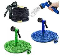 150FT Expandable Garden Hose Pipe Flexible Expanding Magic Hose Pipes Gardening Hose With Multi Spray Watering Gun & Brass Fittings Water Hosepipe for Home, Garden, Patio and Car Cleaning(Black-150FT)