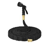 150FT Expandable Garden Hose with 7 Function Spray Nozzle, Magic Stretch Flexible Expanding 3 Times Water Hose Pipe - Durable ABS Fittings, Anti-Leakage Lightweight & Easy Storage, Black