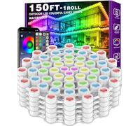 150FT Permanent Outdoor RGB Lights - IP67 Waterproof with Smart App Control Remote, DIY Scene Modes, Music Synchronization, Eaves Lights For Garden Decor, Deck, Christmas, Party, Party, Halloween,Roof