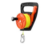 150FT Scuba Dive Reel with Thumb Stopper and 2" Clip, High Visibility Finger Spool with Handle for Cave Diving, Kayak Anchor, SMB Buoy, Spearfishing & Snorkeling