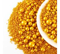 150g/5.29oz Edible Gold Pearl Sugar Sprinkles Candy Mixing Size Baking for Edible Cake Decorating, Cupcake Topper Cookie Ice Cream for Birthday Party Valentines Wedding Dessert Supplies