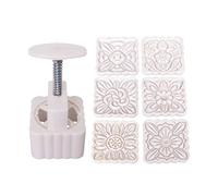 150g Mold 6pcs Square Flowers Stamps Hand Press Moon Cake Pastry Cake Dessert Mold Set