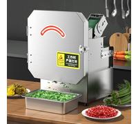 150kg/h Commercial Scallion Chopper,Spring Onion Chopper, 200W Electric Vegetable Cutter, 700BPM Electric Leek Cutting Machine for Garlic Ginger Chili Potato Cucumber,1.3 - 35mm Adjustable Thickness