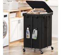 150L Large Laundry Hamper with Lid, Rolling Laundry Basket with Wheels, Oxford Fabric Dirty Clothes Hampers with Removable Laundry Bag & Metal Frame for Bedroom, Laundry Room, Bathroom, Dorm(Black)